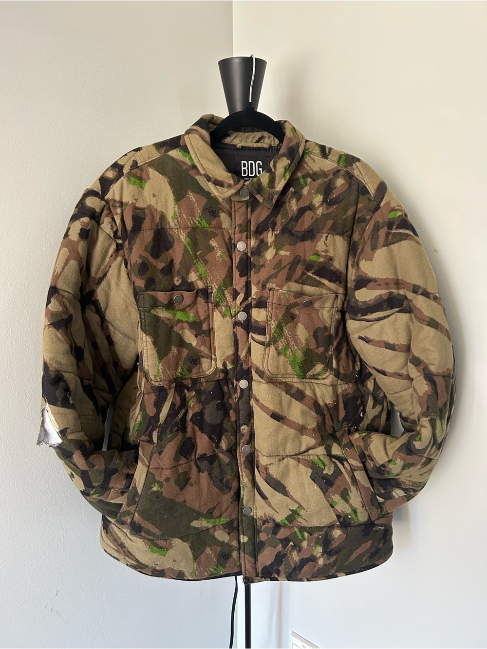 BDG Men's Olive & Brown Camouflage Quilted Field Jacket - Picture 2 of 4